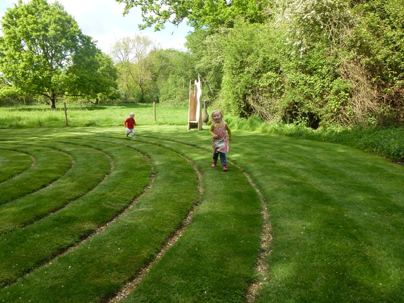 Enjoying the labyrinth at White House Farm (by Ruth Harmer)