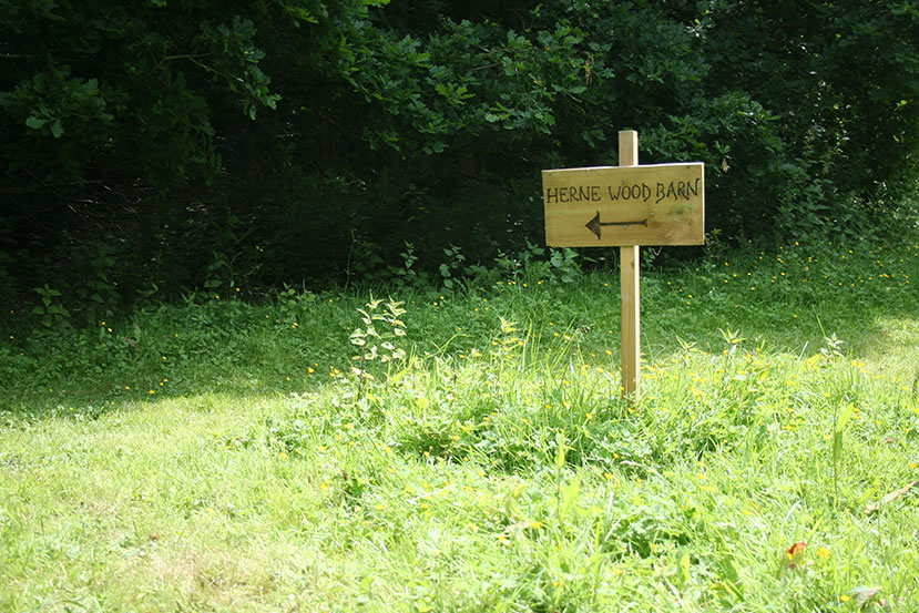 Sign to Herne Wood Barn